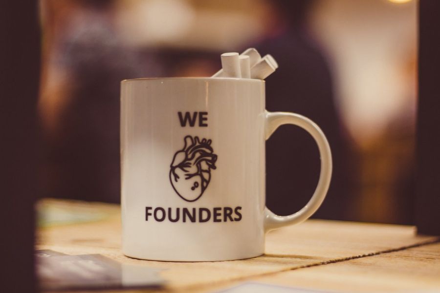 we founders mug, indoors on table